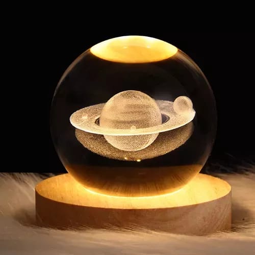 Lampara de Cristal 3D Saturno